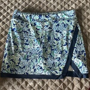 Floral Wrap Skirt in Blue and Green